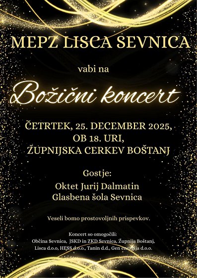 Plakat za božično-novoletni koncert MePZ Lisca Sevnica