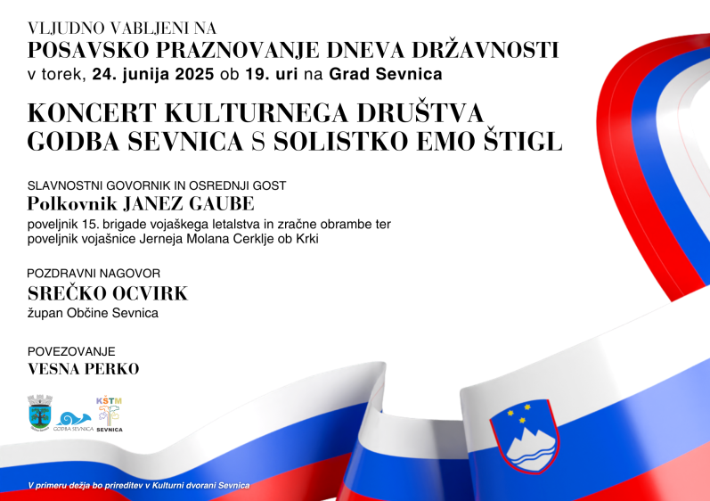 e-vabilo za dan državnosti, na grafiki so navedene enake informacije kot v besedilu