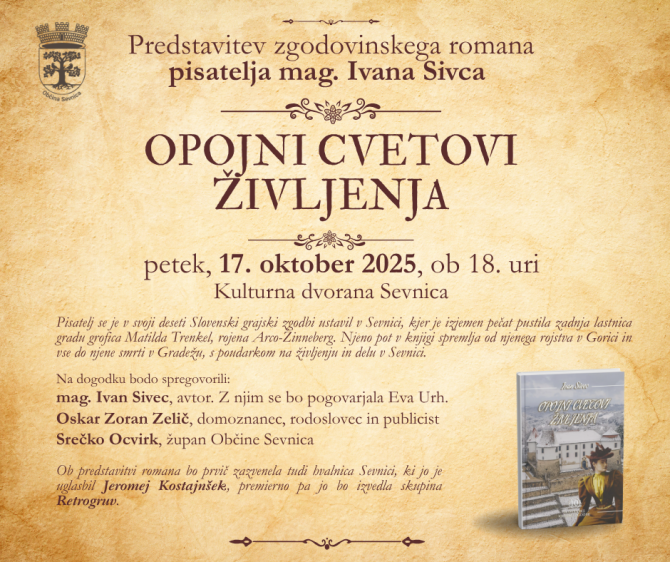 Plakat za vabilo na dogodek, ki vsebuje enake informacije, kot besedilo 