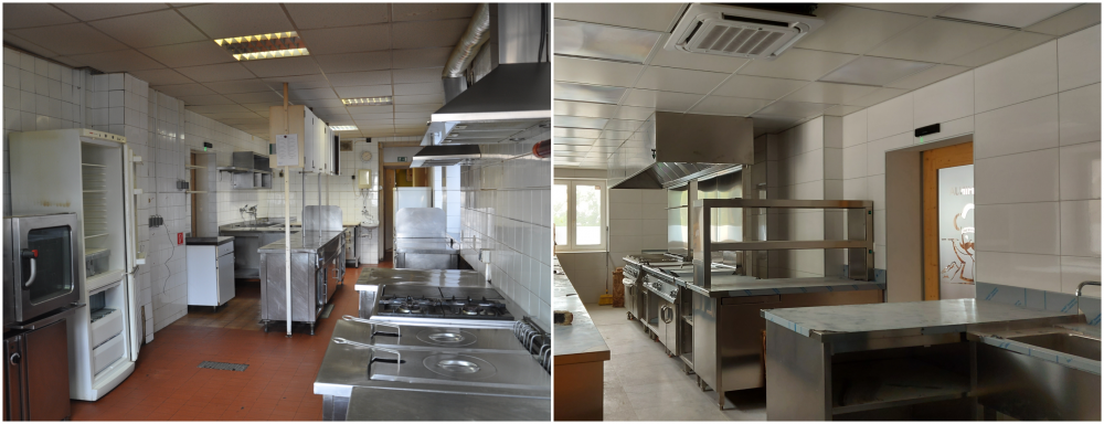 Kuhinja pred in med obnovo