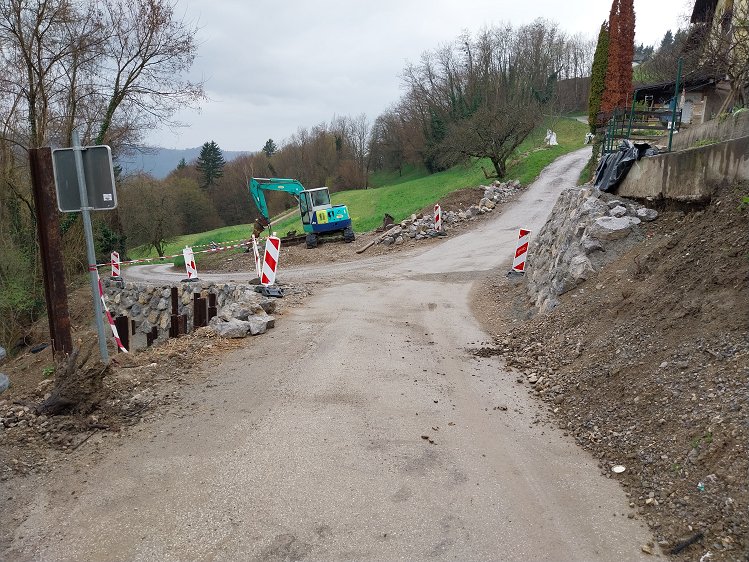 Na fotografiji je območje Rudskega mostu v času sanacije ceste