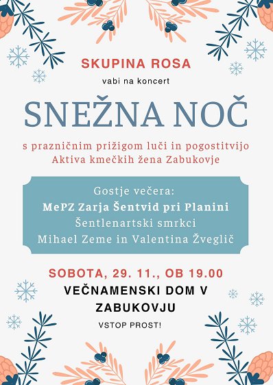 Vabilo na dogodek Snežna noč v Zabukovju