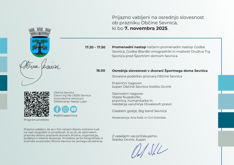 Vabilo za osrednjo slovesnost ob občinskem prazniku
