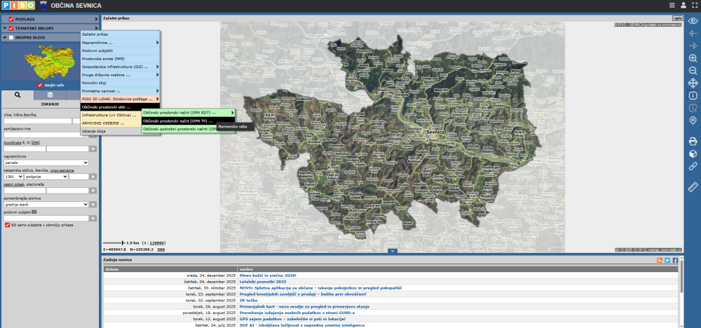 Posnetek zaslona za prikaz namenske rabe 