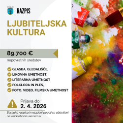 Razpis Občine Sevnica 2026: Ljubiteljska kultura