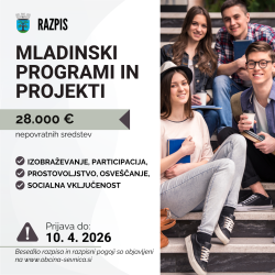 Razpis Občine Sevnica 2026: Mladinski programi in projekti