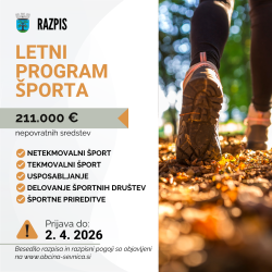 Razpis Občine Sevnica 2026: Letni program športa