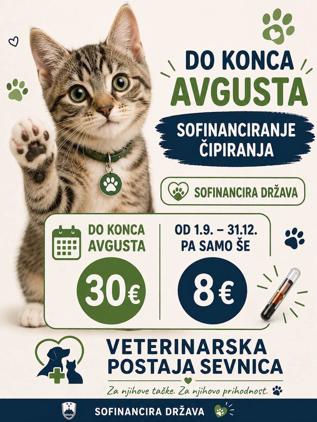 plakat s pozivom za ureditev obveznega označevanja in registracije lastniških mačk